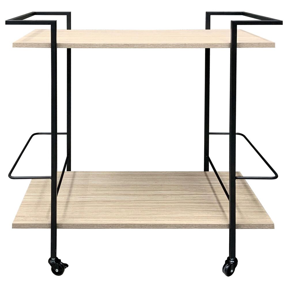 Signature Design by Ashley Waylowe Bar Cart in Natural and Black, , large