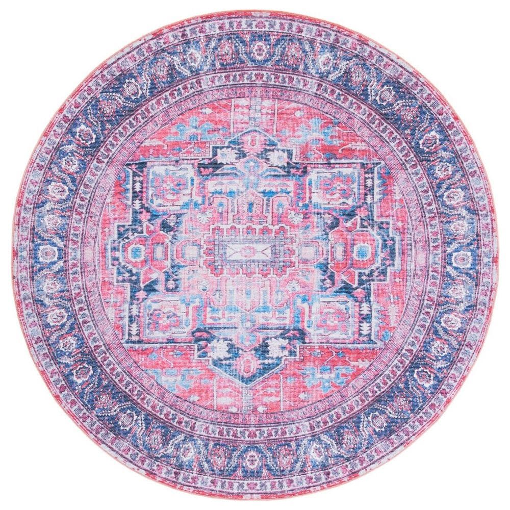 Safavieh Serapi 6"7" Round Navy and Red Area Rug, , large