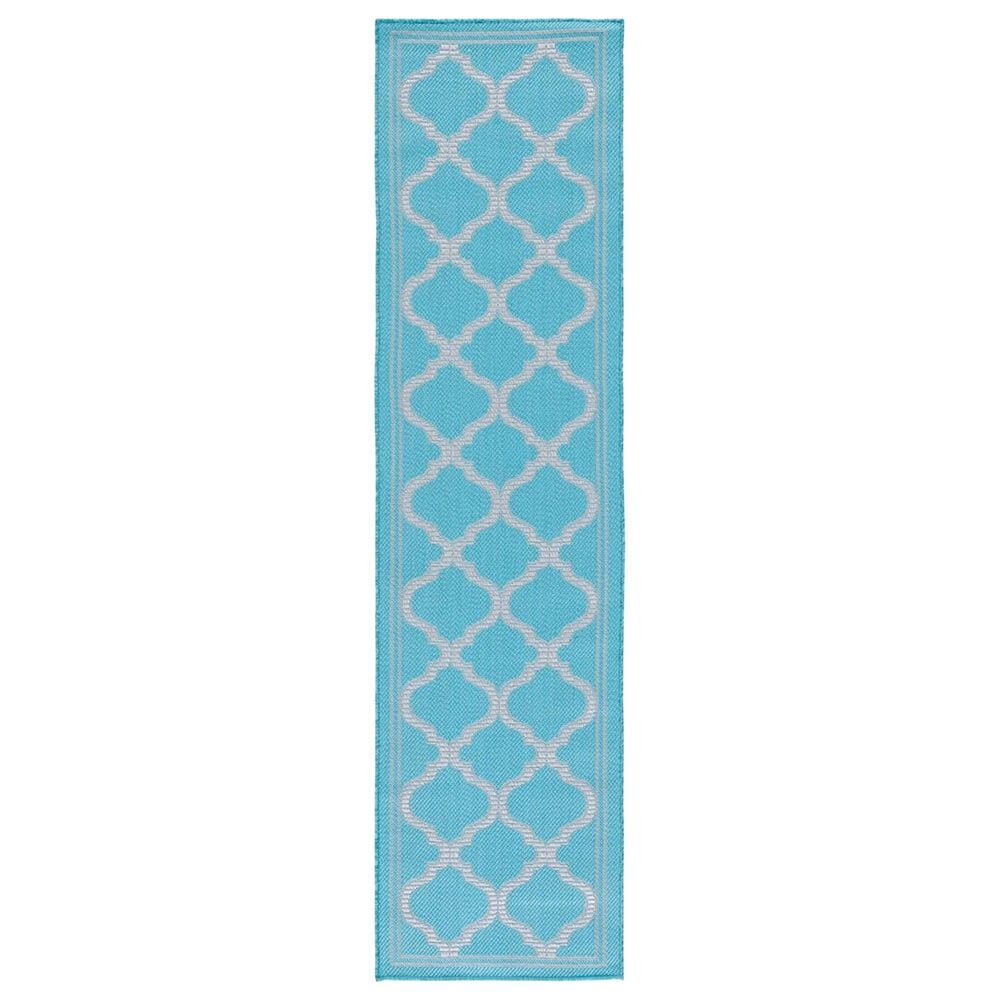 Safavieh Bermuda 2" x 8" Aqua and Grey Indoor/Outdoor Area Performance Rug, , large