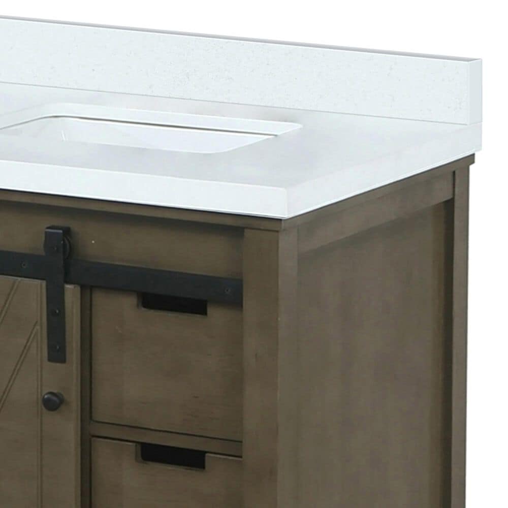 Lexora Home Marsyas 30&quot; Single Bathroom Vanity in Rustic Brown with 2 cm White Cultured Marble Top and Rectangular Sink, , large
