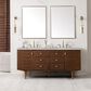 James Martin Vanities Amberly 72" Double Bathroom Vanity in Mid-Century Walnut with 3 cm Eternal Jasmine Pearl Silestone Top, Rectangular Sinks and FreePower Wireless Charger, , large