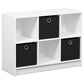 HOMLUX 6-Cube Bookshelf Bookcase with Black Storage Bins in White, , large