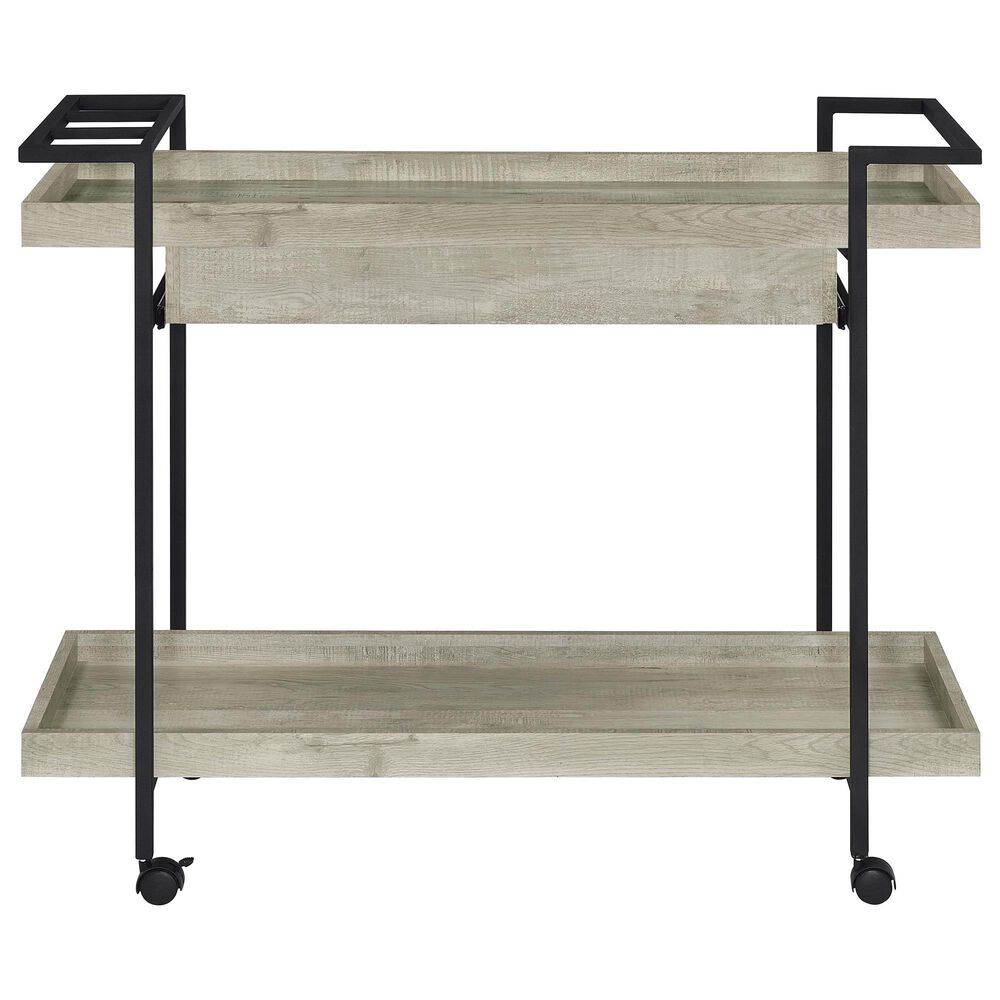 Pacific Landing Ventura Storage Bar Cart in Grey Driftwood and Black, , large