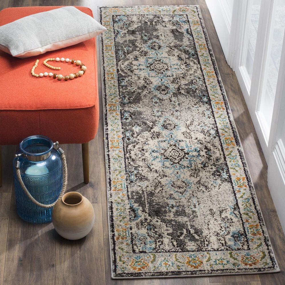 Safavieh Monaco MNC243G-222 2"2" x 22" Grey/Light Blue Runner, , large
