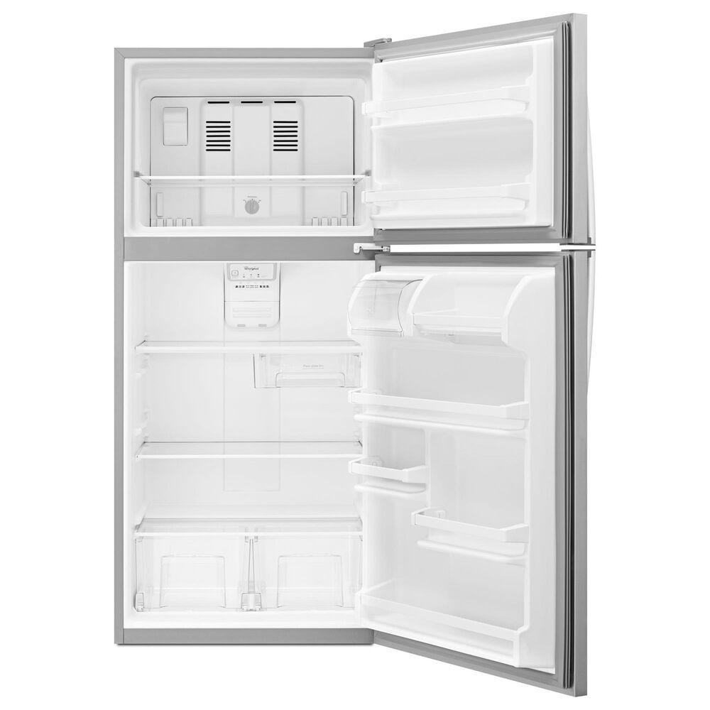 WHIRLPOOL 4-Piece Kitchen Package with 18.25 Cu. Ft. Top-Freezer Refrigerator and 5.3 Cu. Ft. Electric Range in Stainless Steel, , large