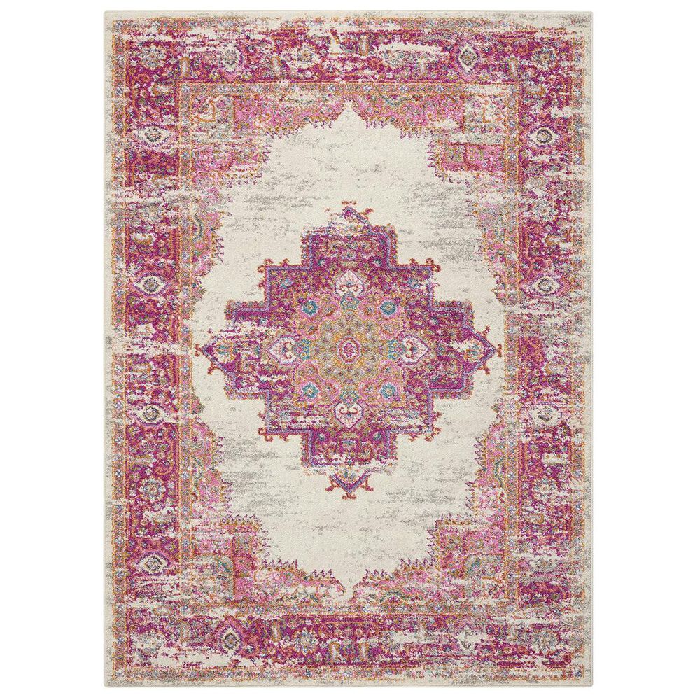 Nourison Passion PSN03 8" x 10" Ivory and Fushia Area Rug, , large