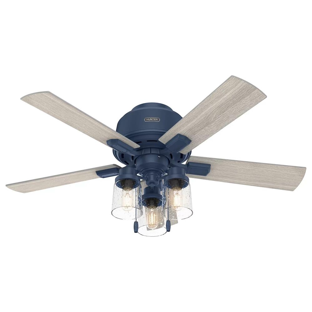 Hunter Hartland Low Profile 44" Ceiling Fan with LED Lights in Indigo Blue, , large