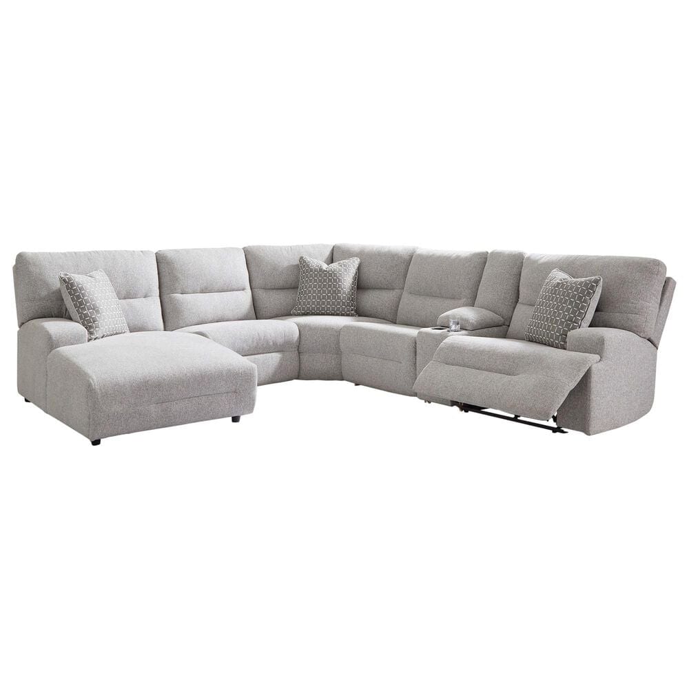 Ashley Acklen Place 6-Piece Power Left Facing Reclining Sectional with Chaise in Pewter, , large
