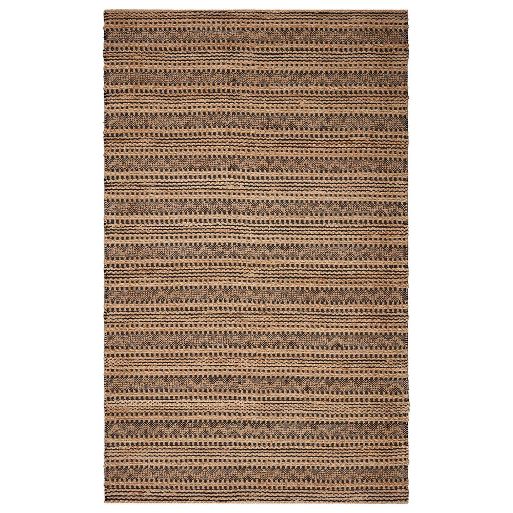 L&R Resources Natural Fiber Striped 5" x 7"9" Jet Black Area Rug, , large