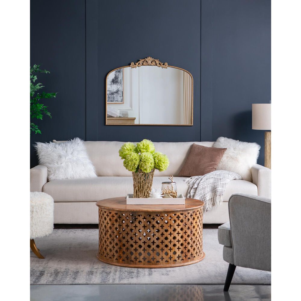 Hearth and Haven Arch Wall Mirror with Baroque Inspired Frame in Gold, , large