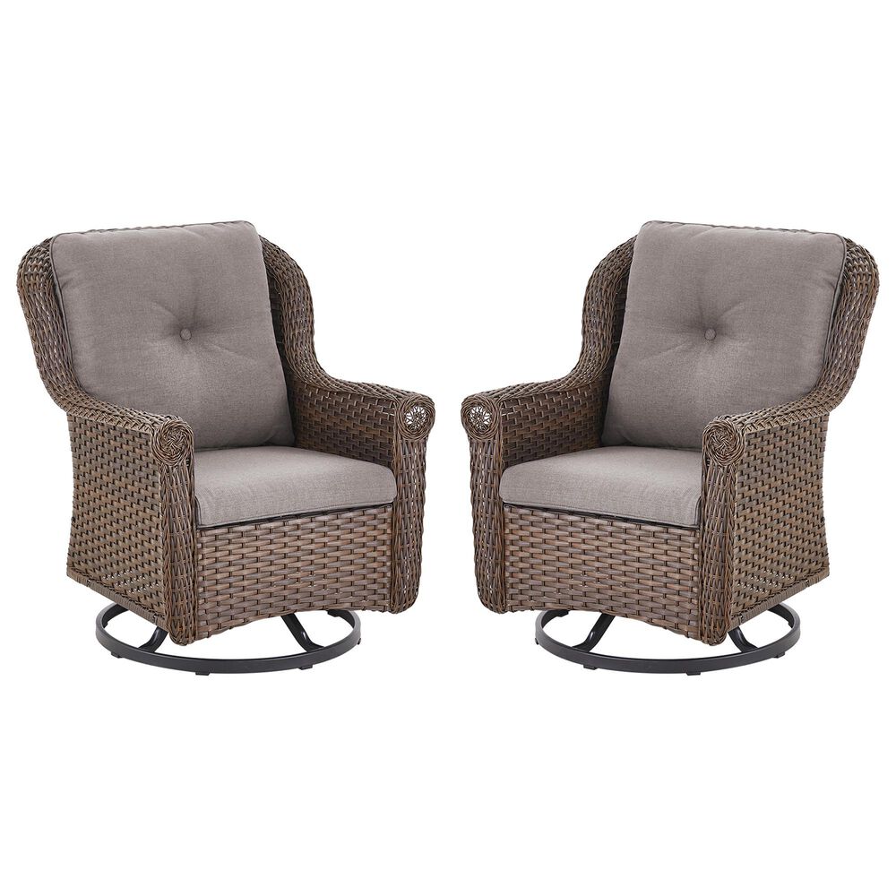 Sunwell Garden 36" Patio Swivel Glider Chair with Wicker Armrest in Navy (Set of 2), , large