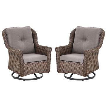 Sunwell Garden 36" Patio Swivel Glider Chair with Wicker Armrest in Navy (Set of 2), , large