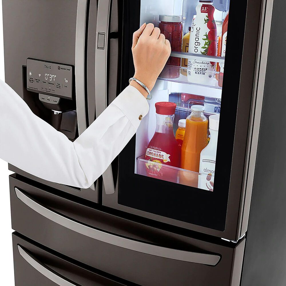 LG 2-Piece Kitchen Package with 22.3 Cu. Ft 4-Door French Door Refrigerator and Single Door Freezer in Black Stainless Steel, , large