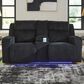 Ashley Forest Lake Power Reclining Loveseat with Console and Adjustable Headrest in Black Velvet, , large