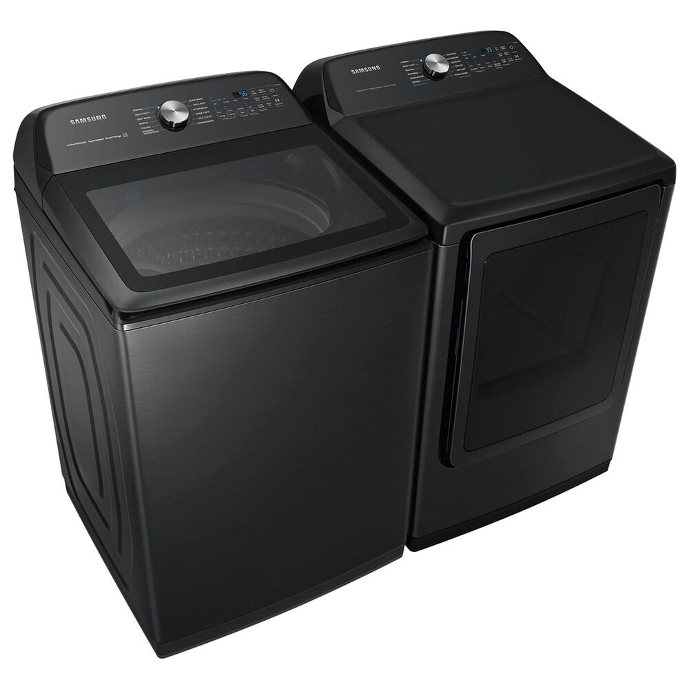 Samsung 5.2 Cu. Ft. Smart Top Load Impeller Washer and 7.4 Cu. Ft. Electric Dryer in Brushed Black, , large