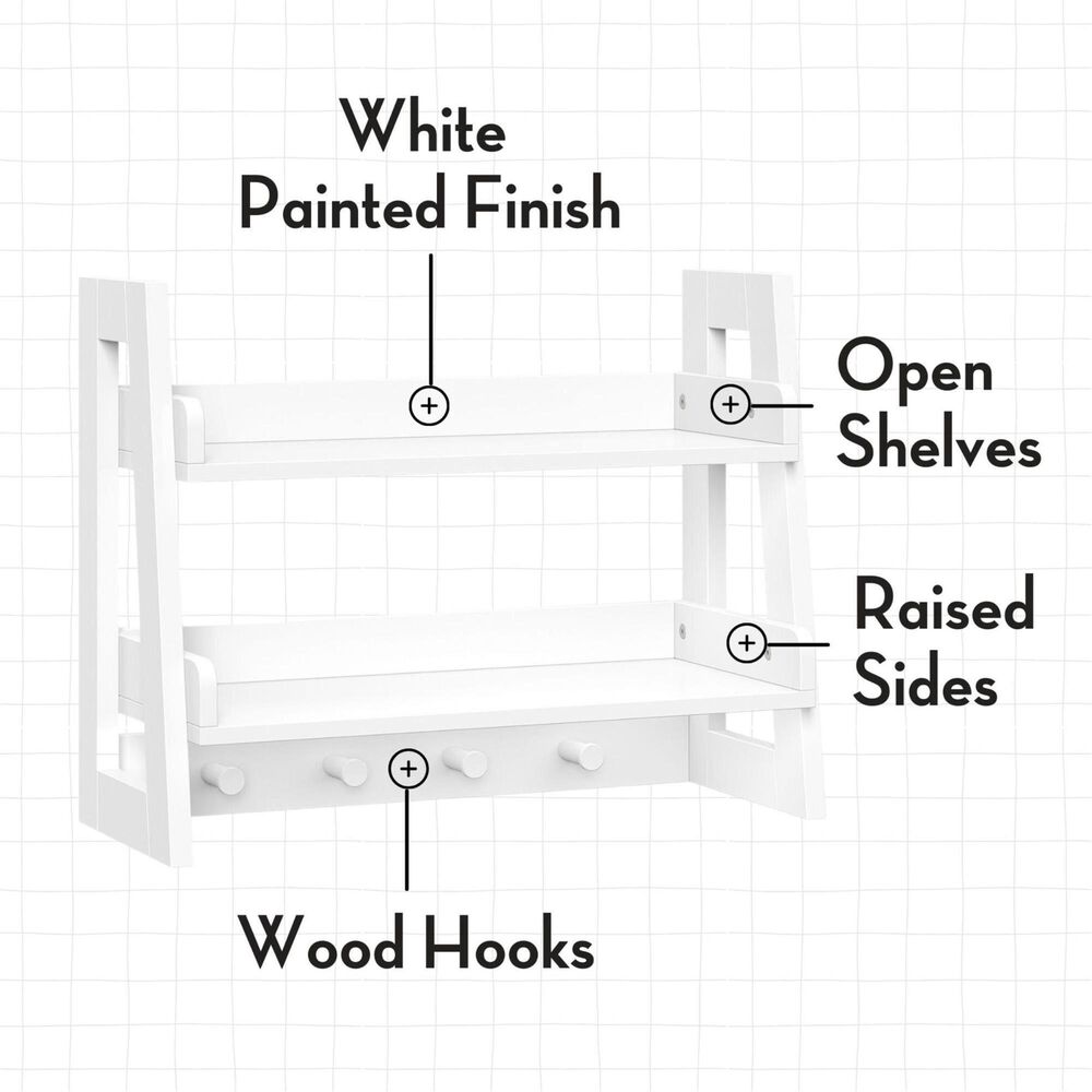 RiverRidge Home 2-Tier Ladder Wall Shelf in White, , large