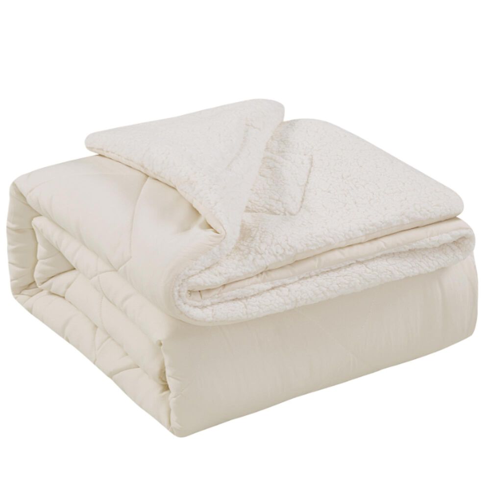 Jiangsu Royal Home Cozy Sherpa 3-Piece Full/Queen Comforter Set in Ivory, , large