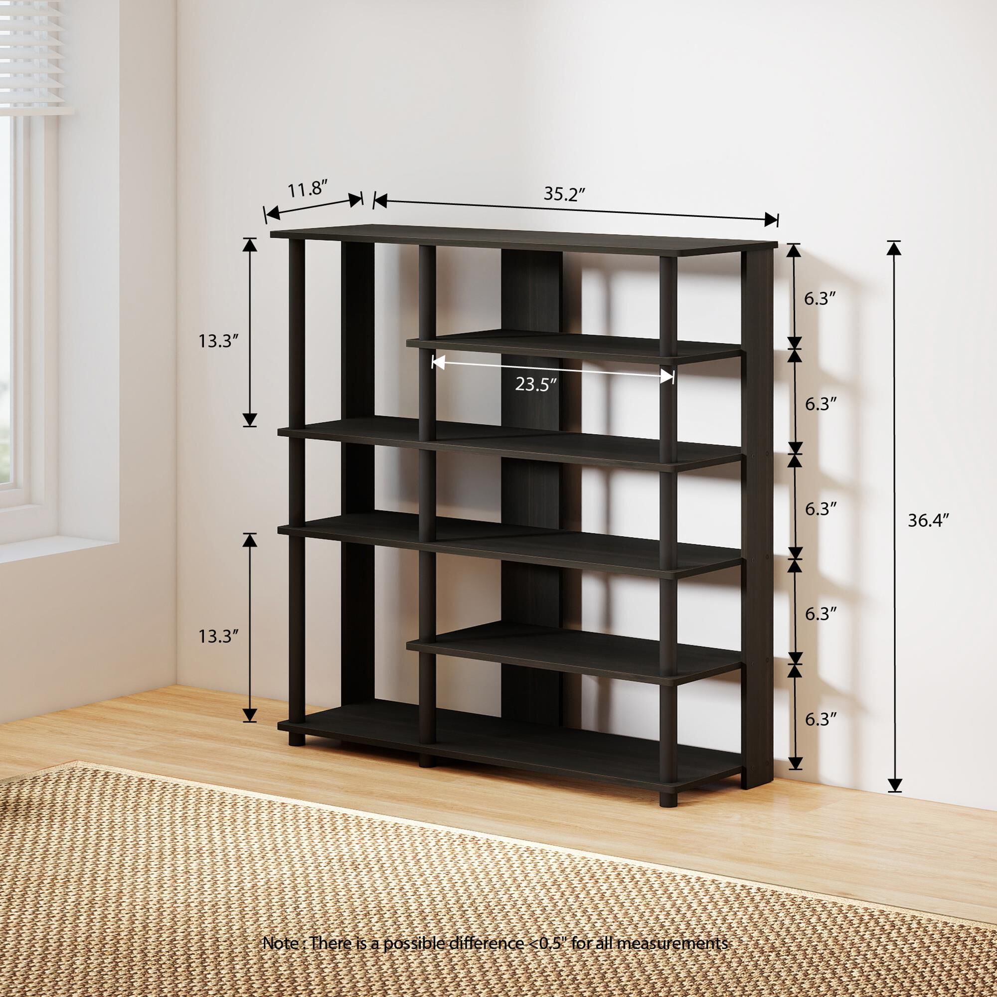 HOMLUX 6-Tier Shoe Rack in Espresso and Black