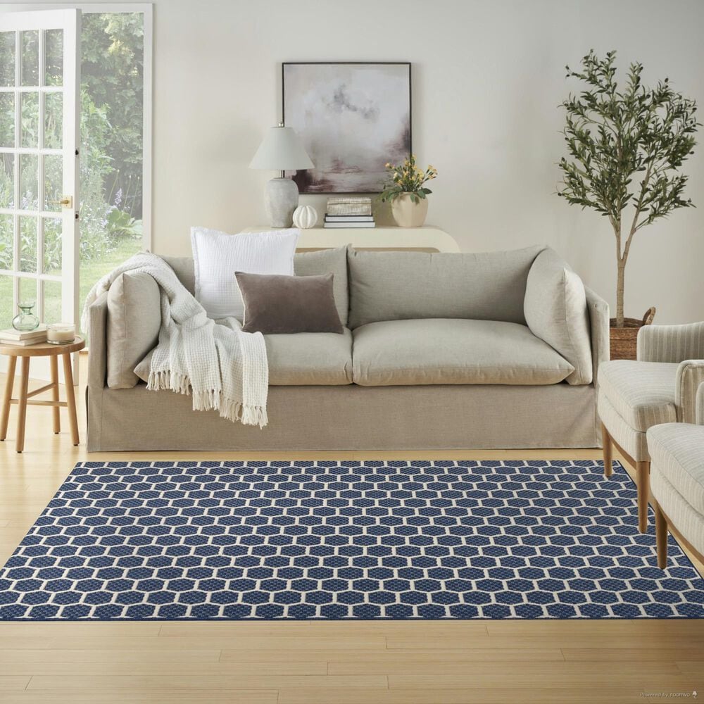 Nourison Twist Reversible 5&#39; x 7&#39; Navy Indoor/Outdoor Area Rug, , large
