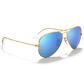 Ray-Ban Aviator Flash Sunglasses with Blue Polarized Lenses in Matte Gold, , large