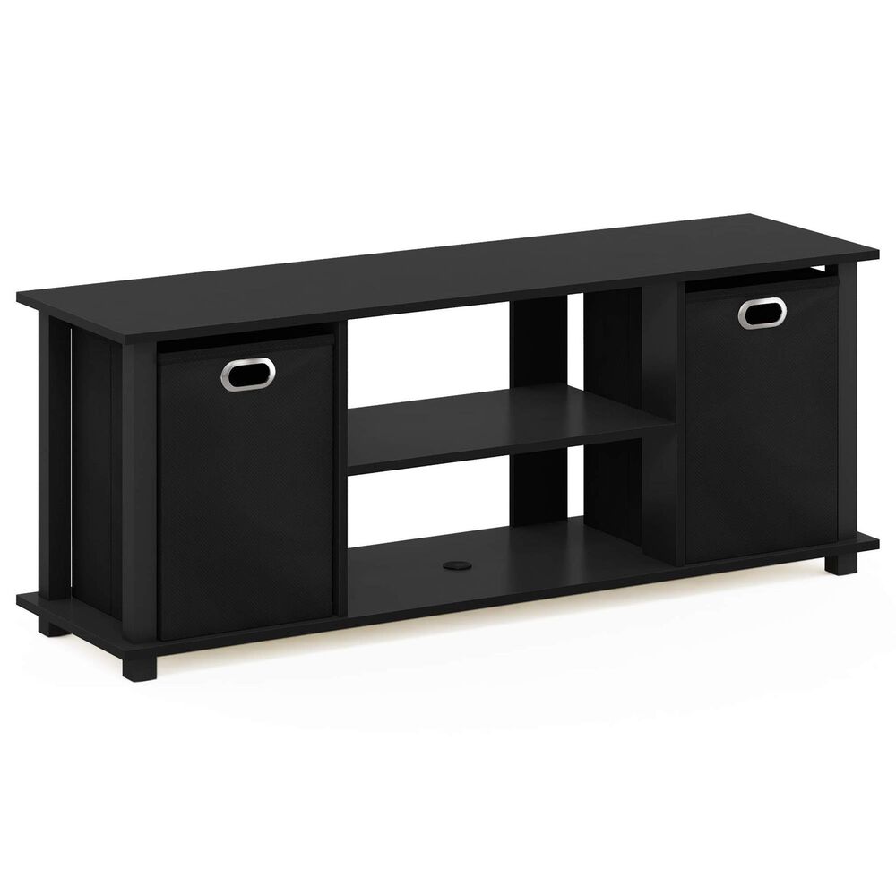 HOMLUX 41.7" Entertainment Center TV Stand with Storage Bins in Black, , large