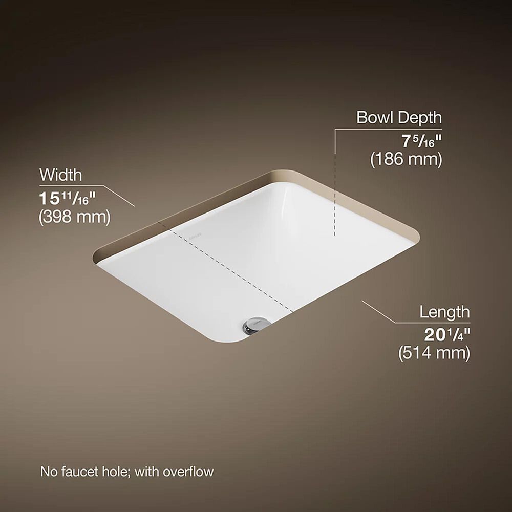 Kohler Caxton Rectangular Undermount Bathroom Sink in White, , large
