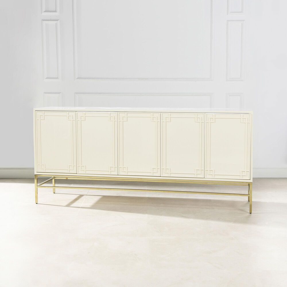 Jennifer Taylor Home Gemini Sideboard in White Lacquer and Gold, , large