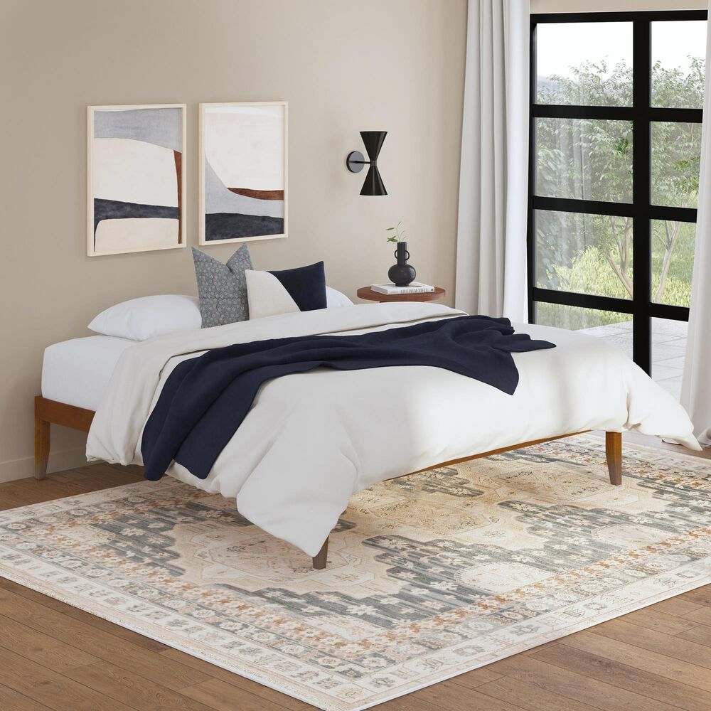 Linon Home Decor Polly King Platform Bed in Rich Walnut, , large