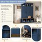 HOMLUX 5-Hook Hall Tree with 3 Hidden Storage in Blue and Walnut, , large