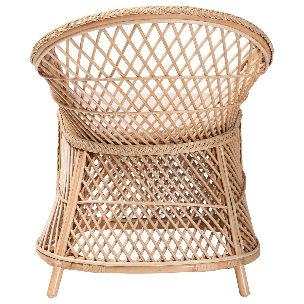 Baxton Studio Casilda Arm Chair with Natural Rattan in White, , large