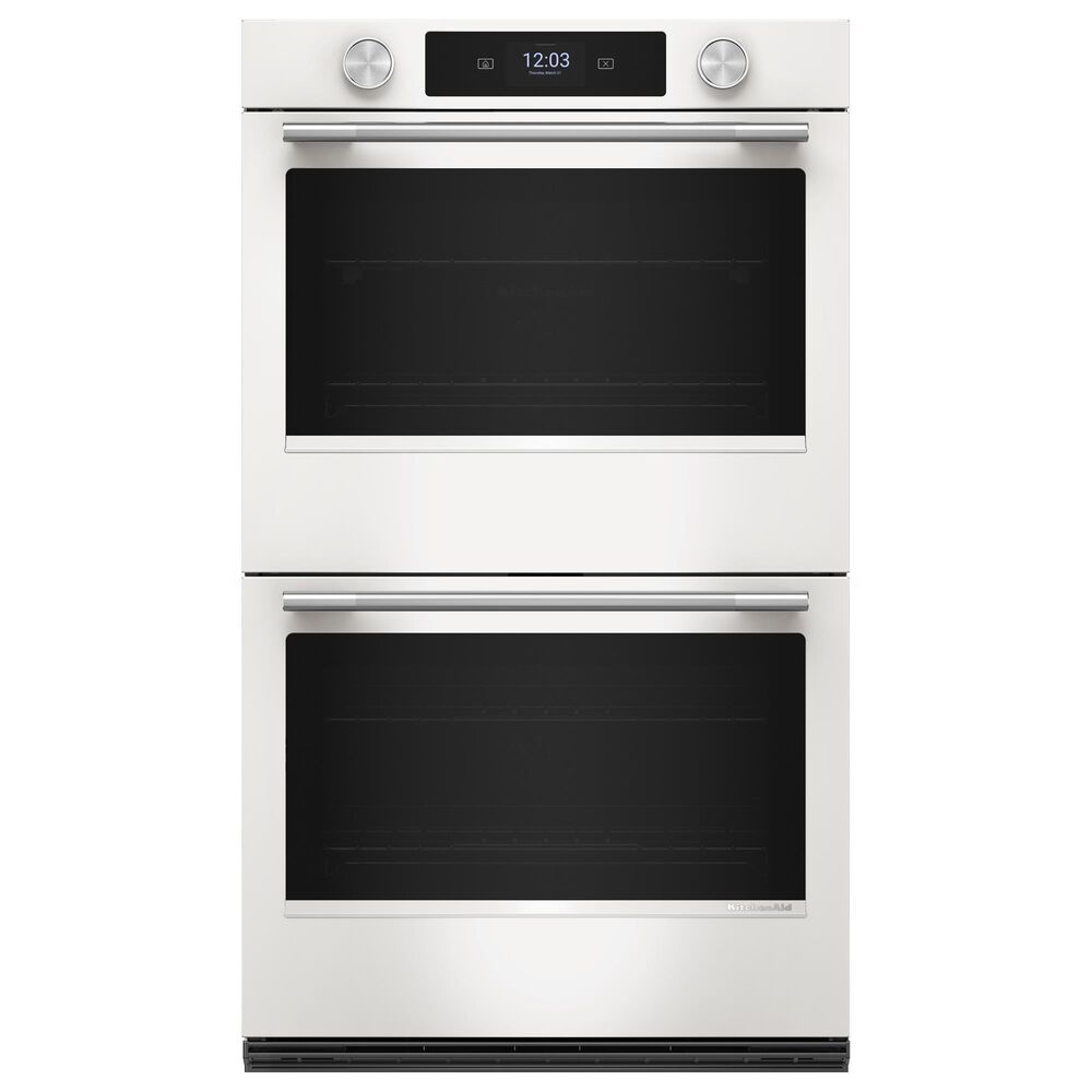 KitchenAid 30" Smart Double Wall Oven with Assisted Cook Cycles in Porcelain White, , large