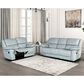 Furniture of America Glarus Manual Recliner Sofa and Loveseat Set in Powder Blue, , large