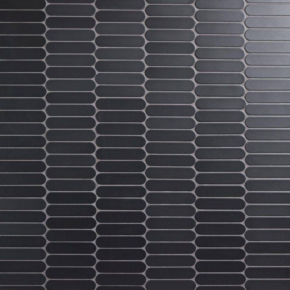 Dal-Tile Artefino Element Charcoal 1.5" x 6" Capsule on 12" x 13" Porcelain Mosaic Sheet, , large