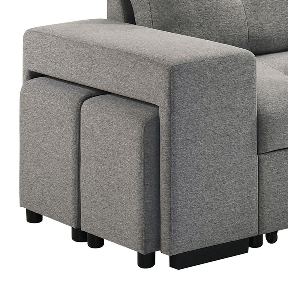 Coaster Roanne Fabric Upholstered Sleeper Sectional Sofa Grey, , large