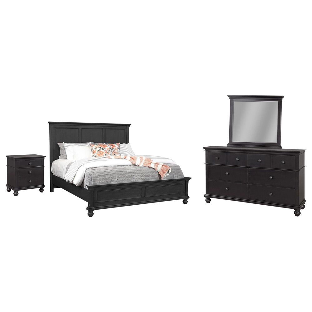 Riva Ridge Oxford 4 Piece Queen Panel Bedroom Set in Black, , large