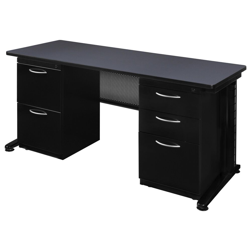 Regency Global Sourcing Fusion 66" x 30" Double Pedestal Desk in Grey, , large