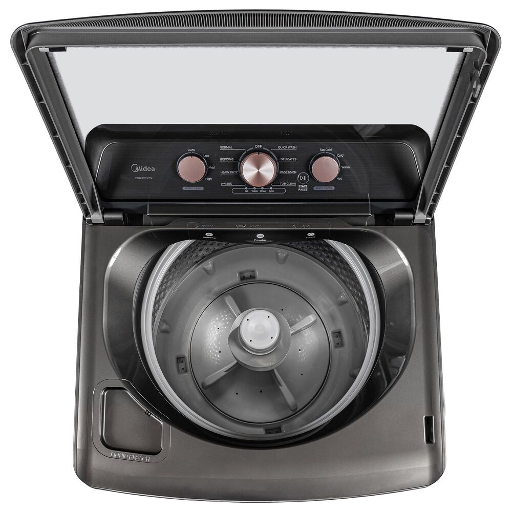 Midea 4.1 Cu. Ft. Top Load Washer and 7 Cu. Ft. Electric Dryer Laundry Pair in Metallic Grey, , large