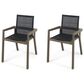 Hearth and Haven Belfast Outdoor Dining Chair with Grey Frame in Black (Set of 2), , large