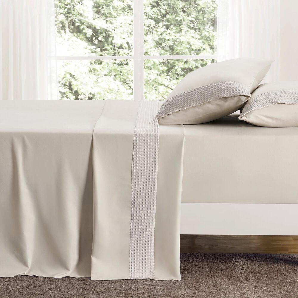 Trade Linker 3-Piece Twin Waffle Hem Sheet Set in Taupe, , large
