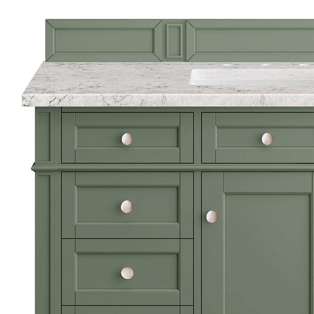 James Martin Vanities Brittany 48" Single Bathroom Vanity in Smokey Celadon with 3 cm Eternal Jasmine Pearl Quartz Top and Rectangular Sink, , large