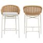 Hearth and Haven Santorini Outdoor Barstool with Wicker Backrest and Cushions in Beige (Set of 2), , large
