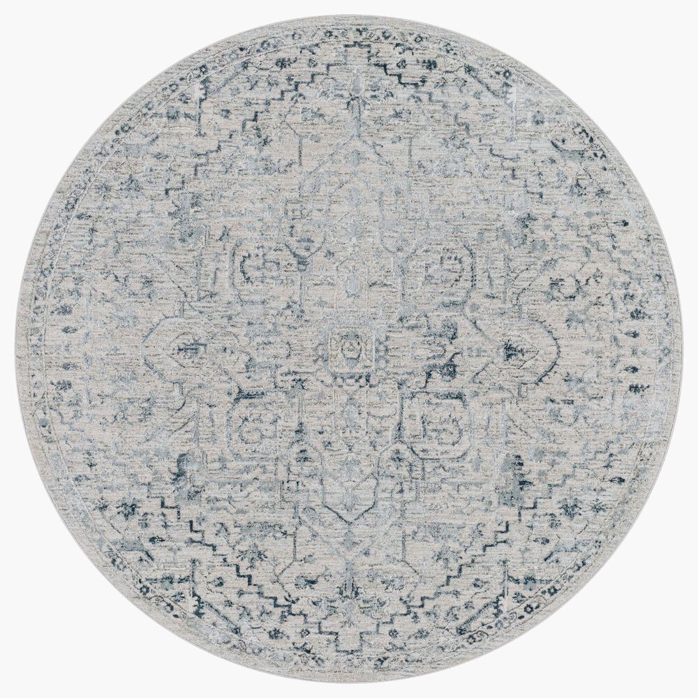 Surya Brunswick Dusty Sage, Light Beige, Taupe, Medium Gray and Deep Teal 6"7" Round Area Rug, , large