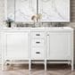 James Martin Vanities Addison 60" Double Bathroom Vanity in Glossy White with 3 cm Carrara White Marble Top and Rectangular Sinks, , large