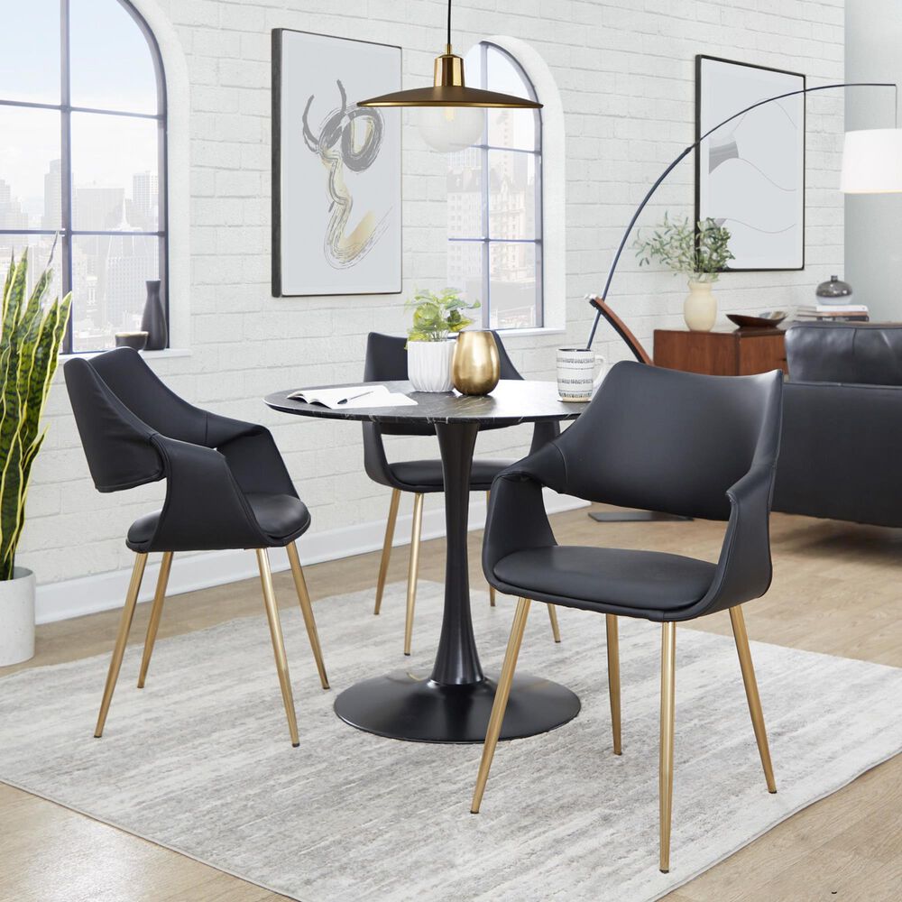 Lumisource Curvo Arm Chair with Black Upholstered in Gold &#40;Set of 2&#41;, , large