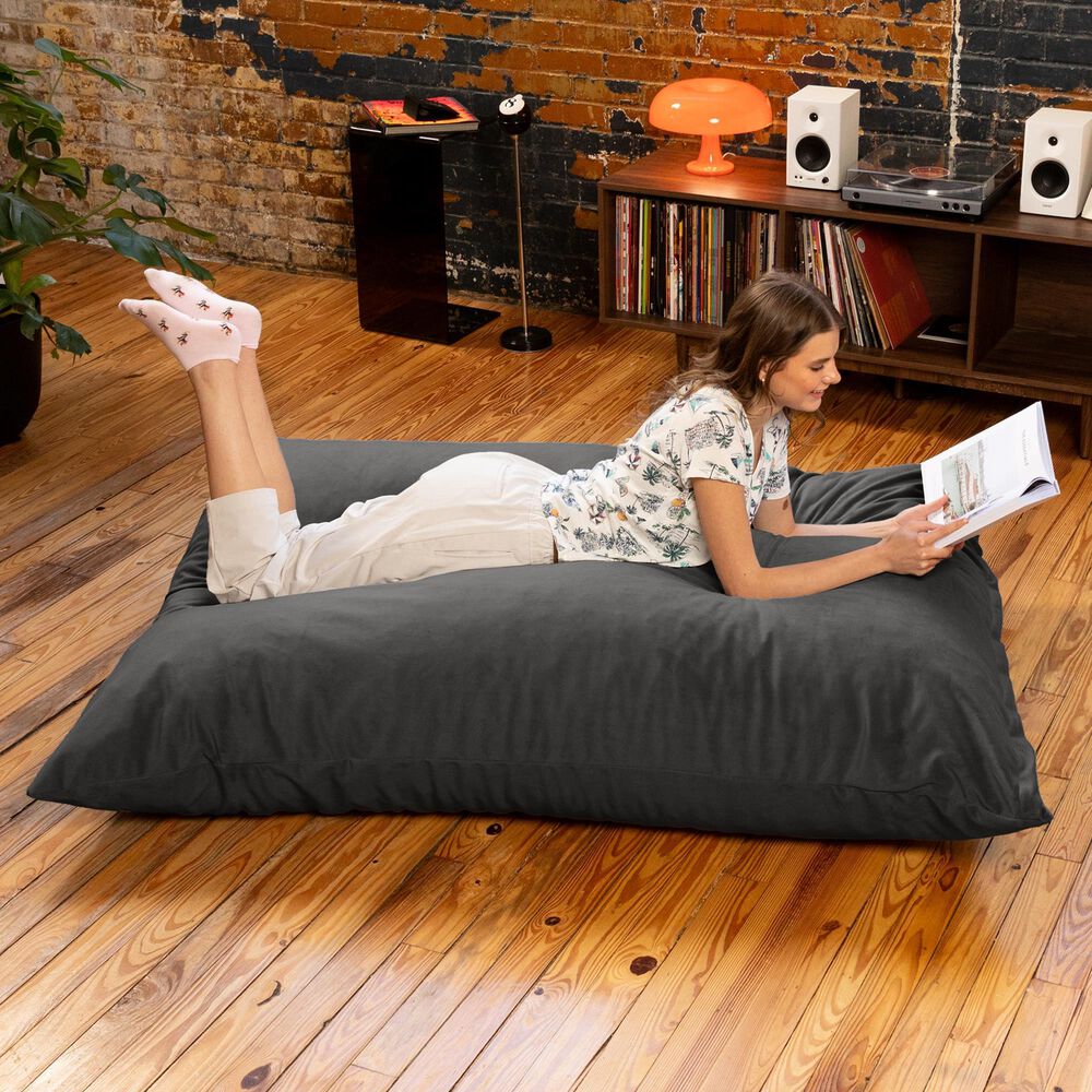 Jaxx Saxx Lush Velvet Bean Bag Rocking Chair in Black, , large