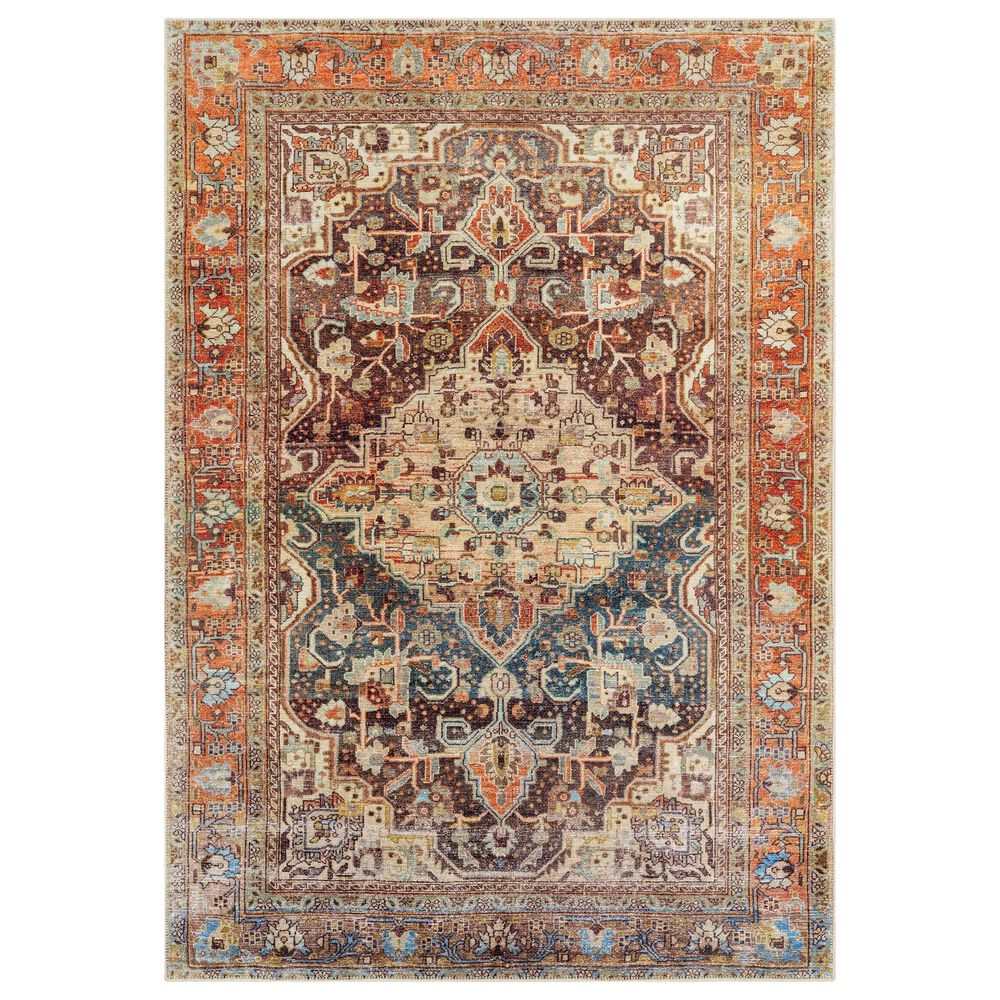Surya Amelie 2"7" x 7"10" Blue, Gray, Orange, Brown and Beige Runner, , large