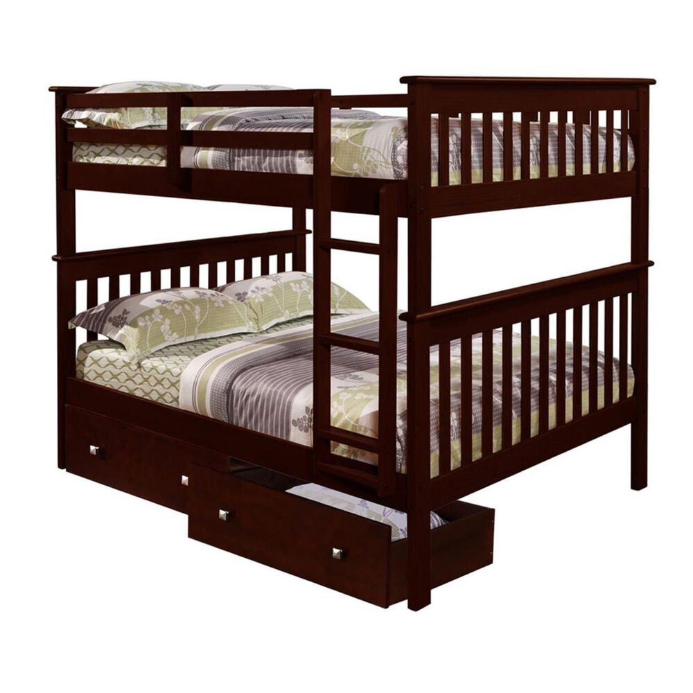 Forest Grove Full over Full Mission Bunk Bed with Drawers in Dark Cappuccino, , large