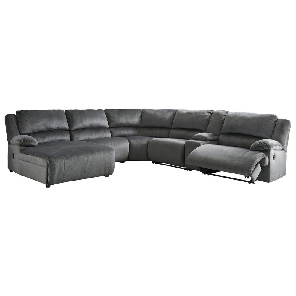 Signature Design by Ashley Clonmel 6-Piece Manual Reclining Left Facing Sectional with Chaise in Charcoal, , large