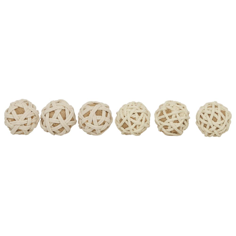 Maple and Jade Coastal Jute Orbs & Vase Filler in Off White and Brown (Set of 6), , large