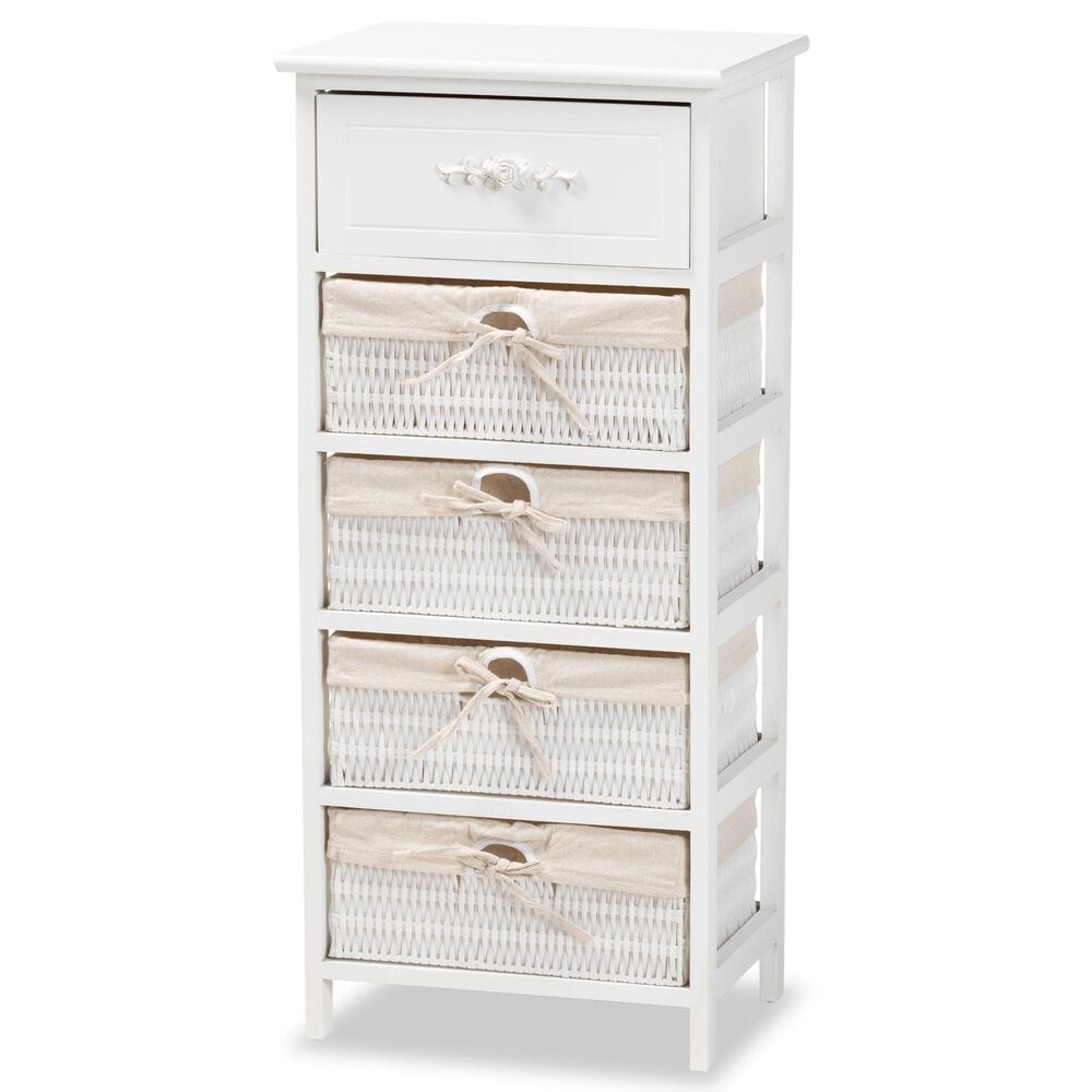 Baxton Studio Madelia 1-Drawer Storage Unit in White, , large